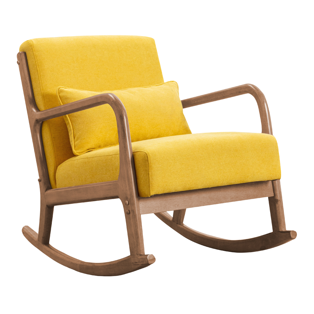 Shake夏克布面實木框單人休閒搖椅-四色可選