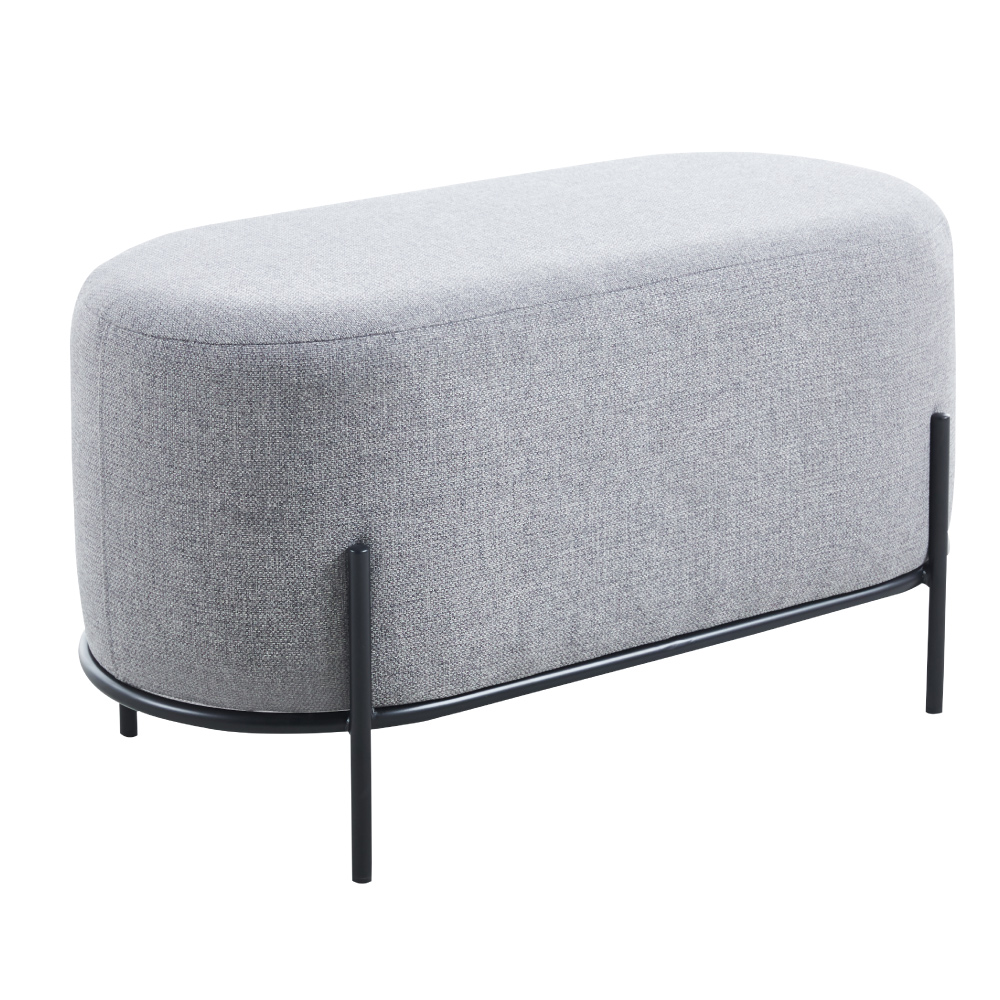 Calvin凱文布面金屬黑腳橢圓穿鞋椅凳-寬80cm-三色可選