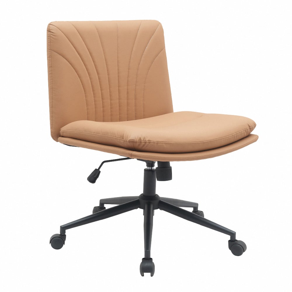 Roy羅伊PU面黑腳可調式盤腿電腦椅-兩色可選