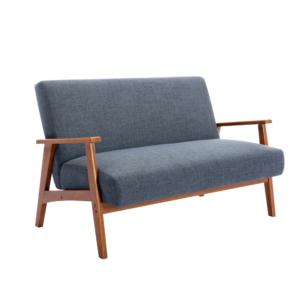 Seno賽諾布面厚感實木腳雙人休閒沙發-兩色可選