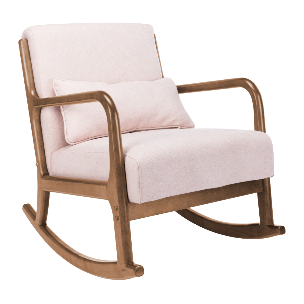 Shake夏克布面實木框單人休閒搖椅-四色可選