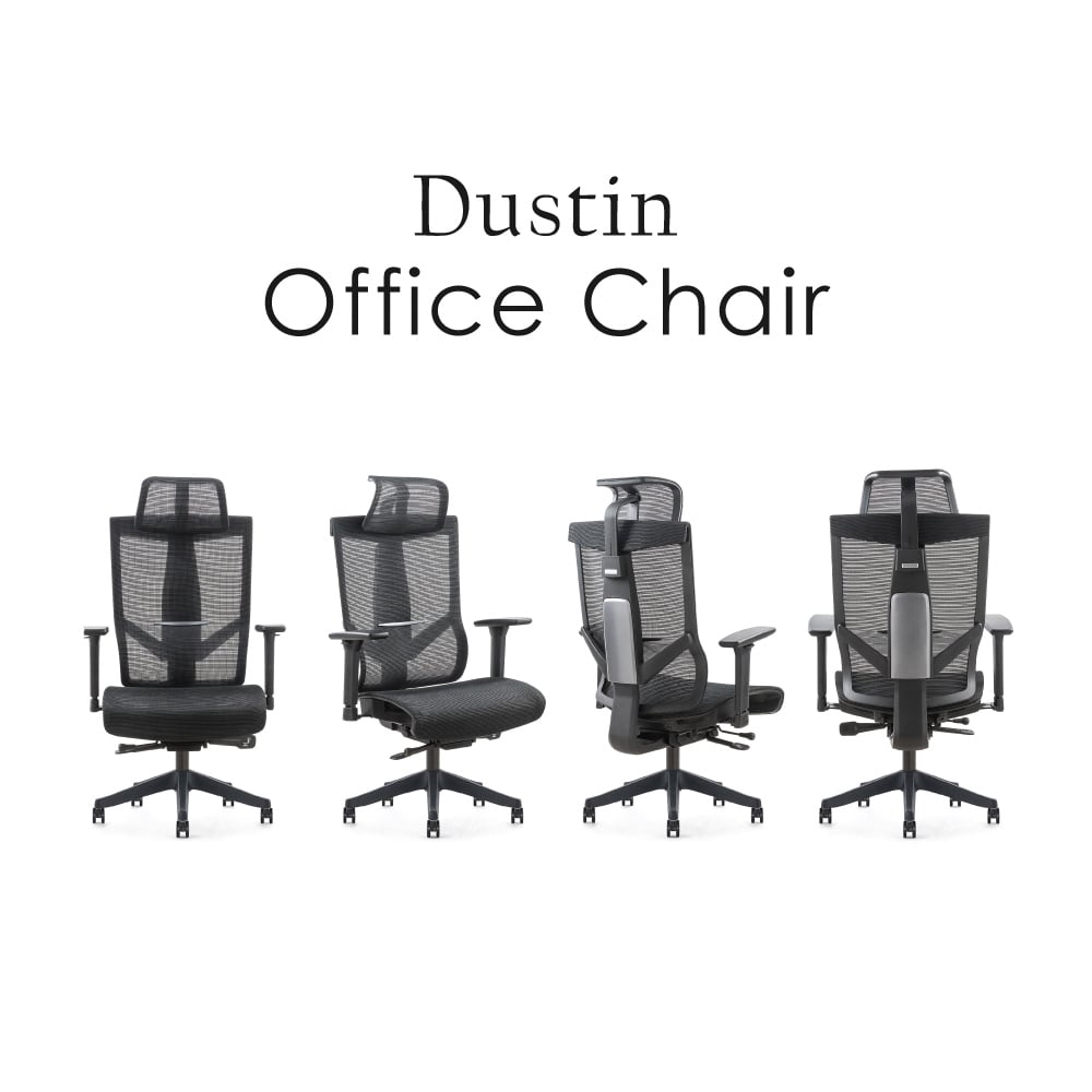 Dustin達斯丁高階底盤德國網人體工學電腦椅-黑色
