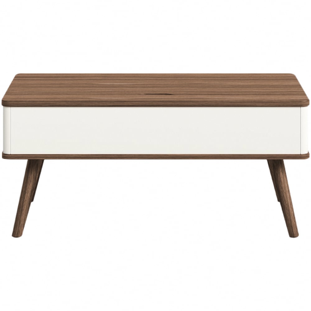 恬靜系升降收納實木腳長方咖啡桌-幅95cm-棕色