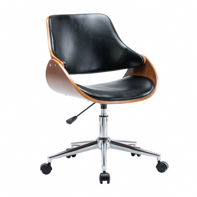 Gina吉娜皮面曲木電腦椅-黑色