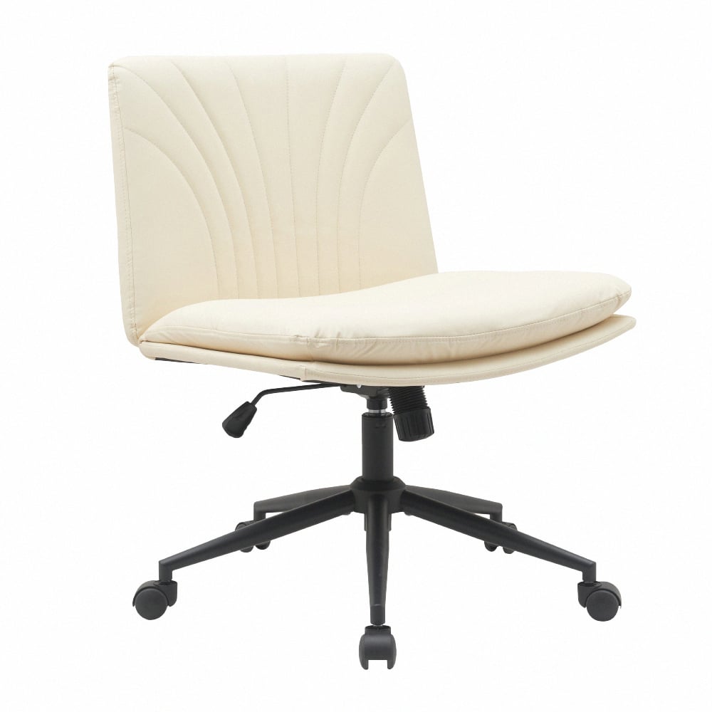 Roy羅伊PU面黑腳可調式盤腿電腦椅-兩色可選