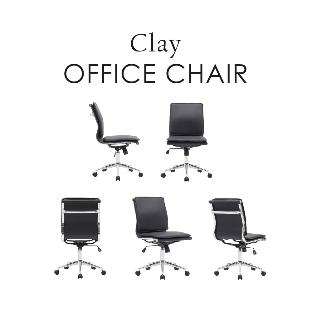 Clay克雷厚墊可調式電腦椅-黑色