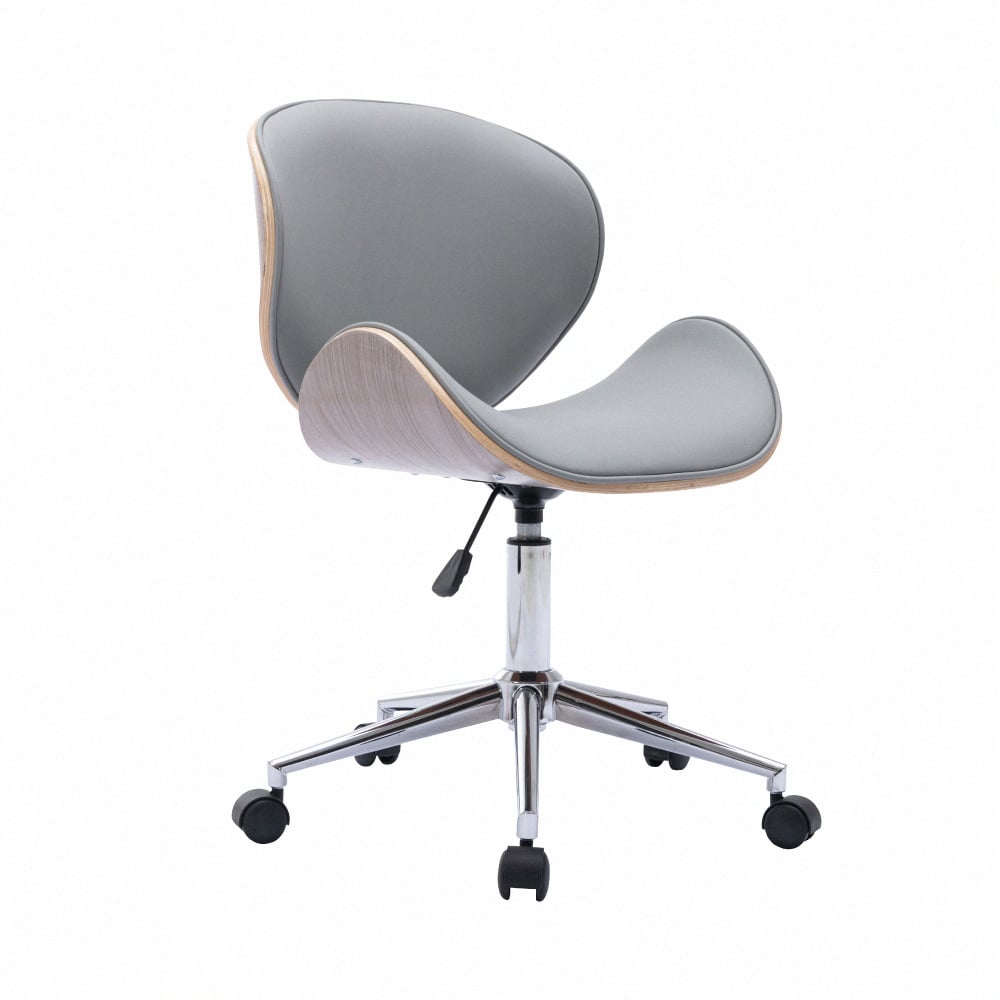 Warren沃倫PU淺曲木可調式電腦椅-灰色