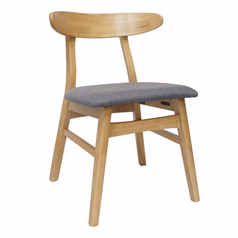 Fika悠享布面曲木背實木休閒餐椅-灰色