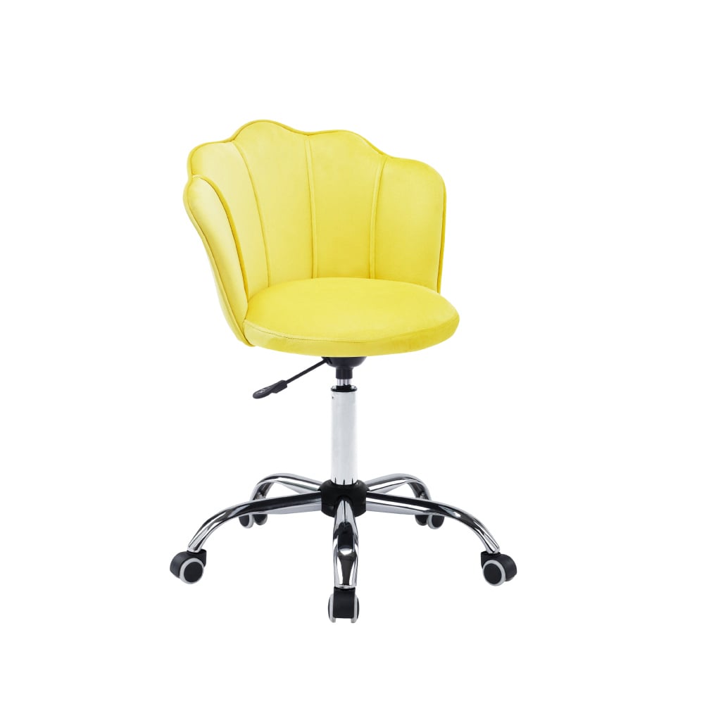 Petal小花瓣絨布造型電鍍電腦椅-三色可選