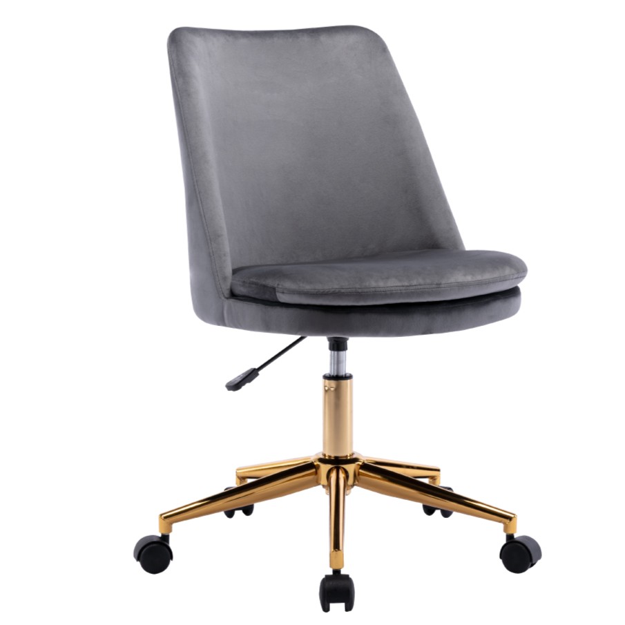 Calista卡莉絲塔簡約絨布金腳電腦椅-三色可選