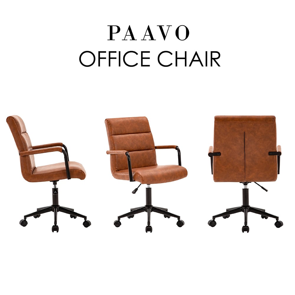 Paavo帕沃工業風復古扶手電腦椅-棕色