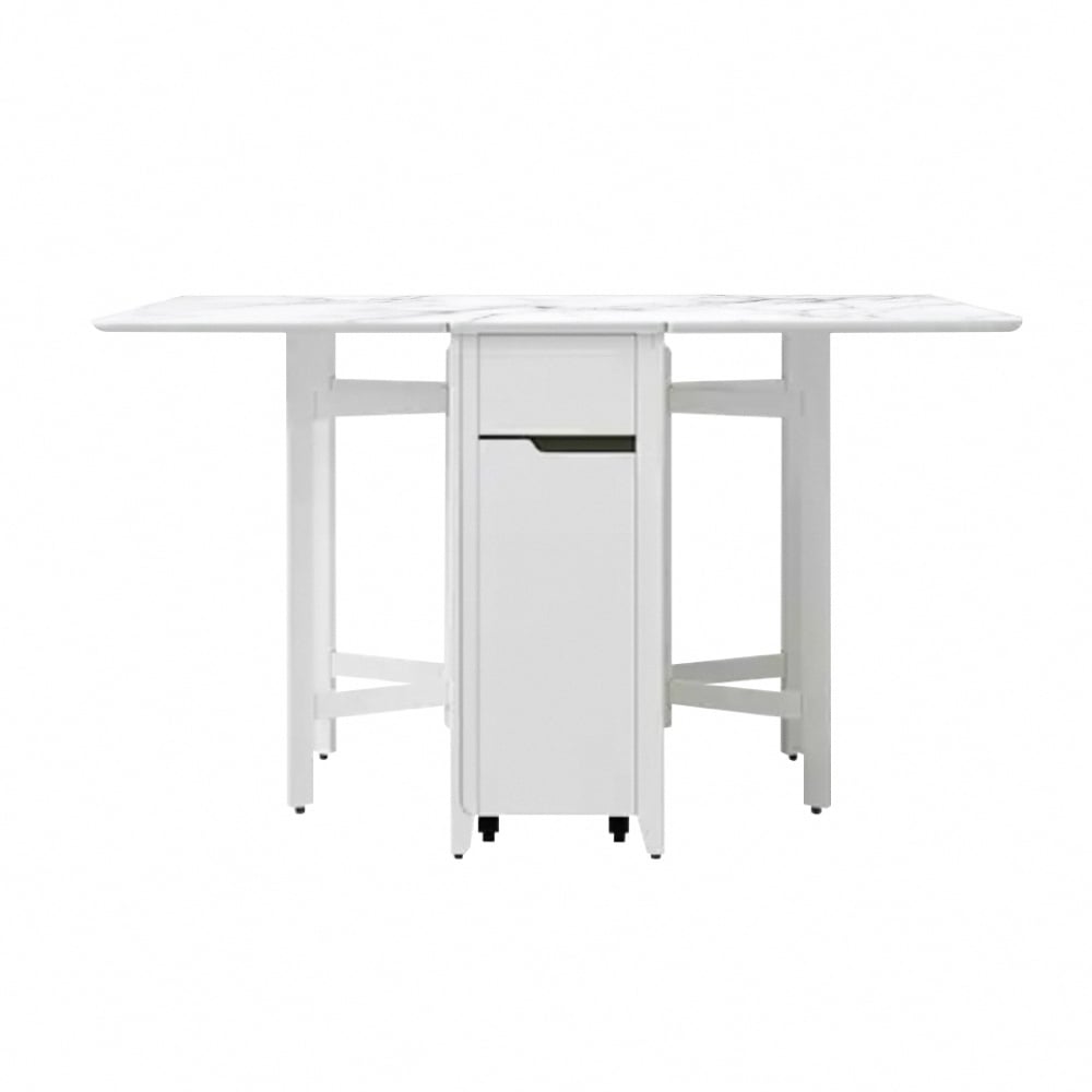 Fika悠享系1抽1門折合蝴蝶長方餐桌-幅130cm-大理石紋