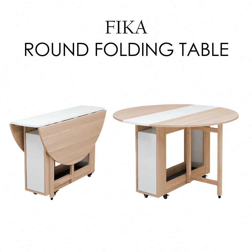 Fika悠享系1開1門折合蝴蝶圓形餐桌-幅120cm-原木色