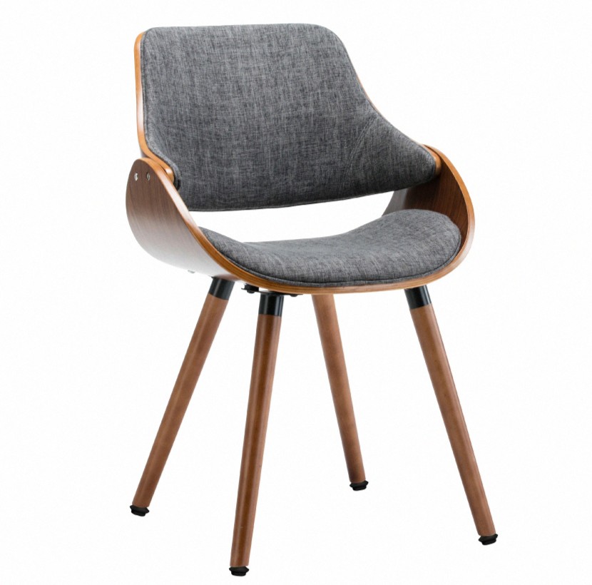 Ingrid英格莉布面曲木餐椅-灰色