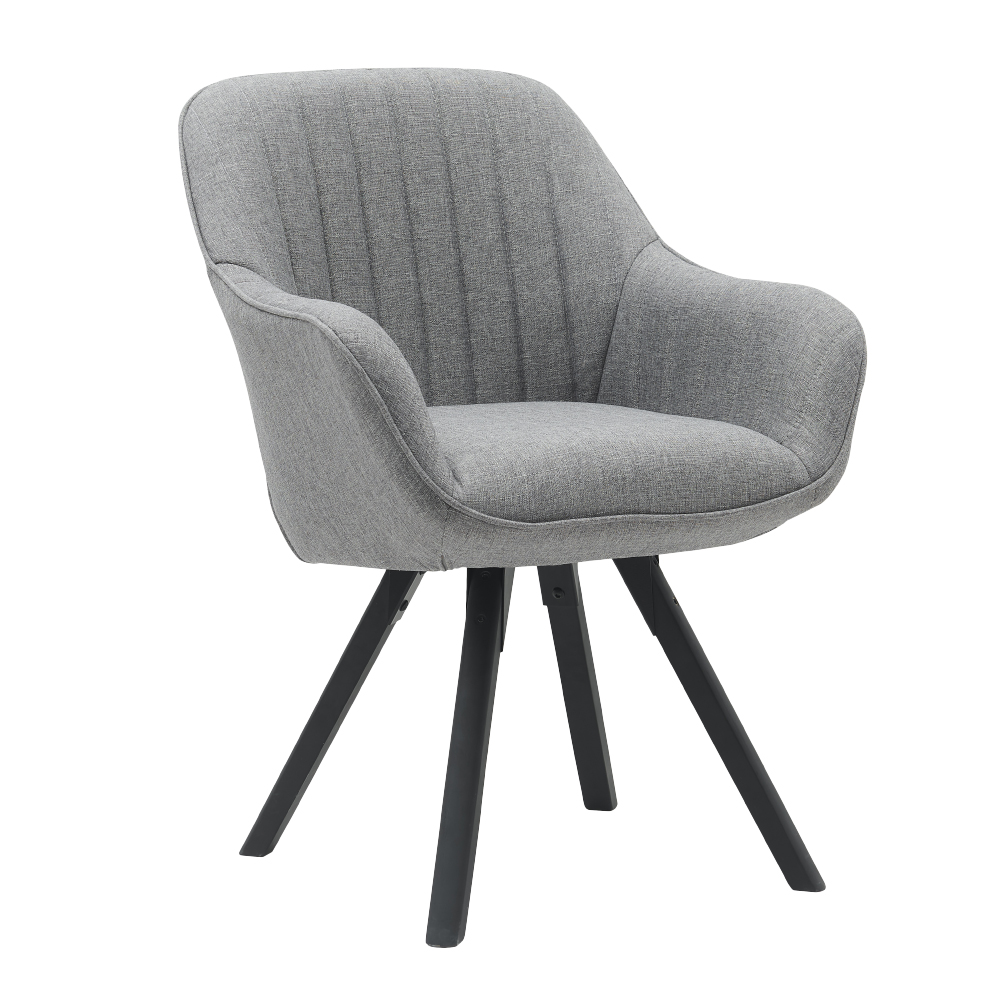 Liam萊恩姆直紋布面實木腳旋轉餐椅-兩色可選