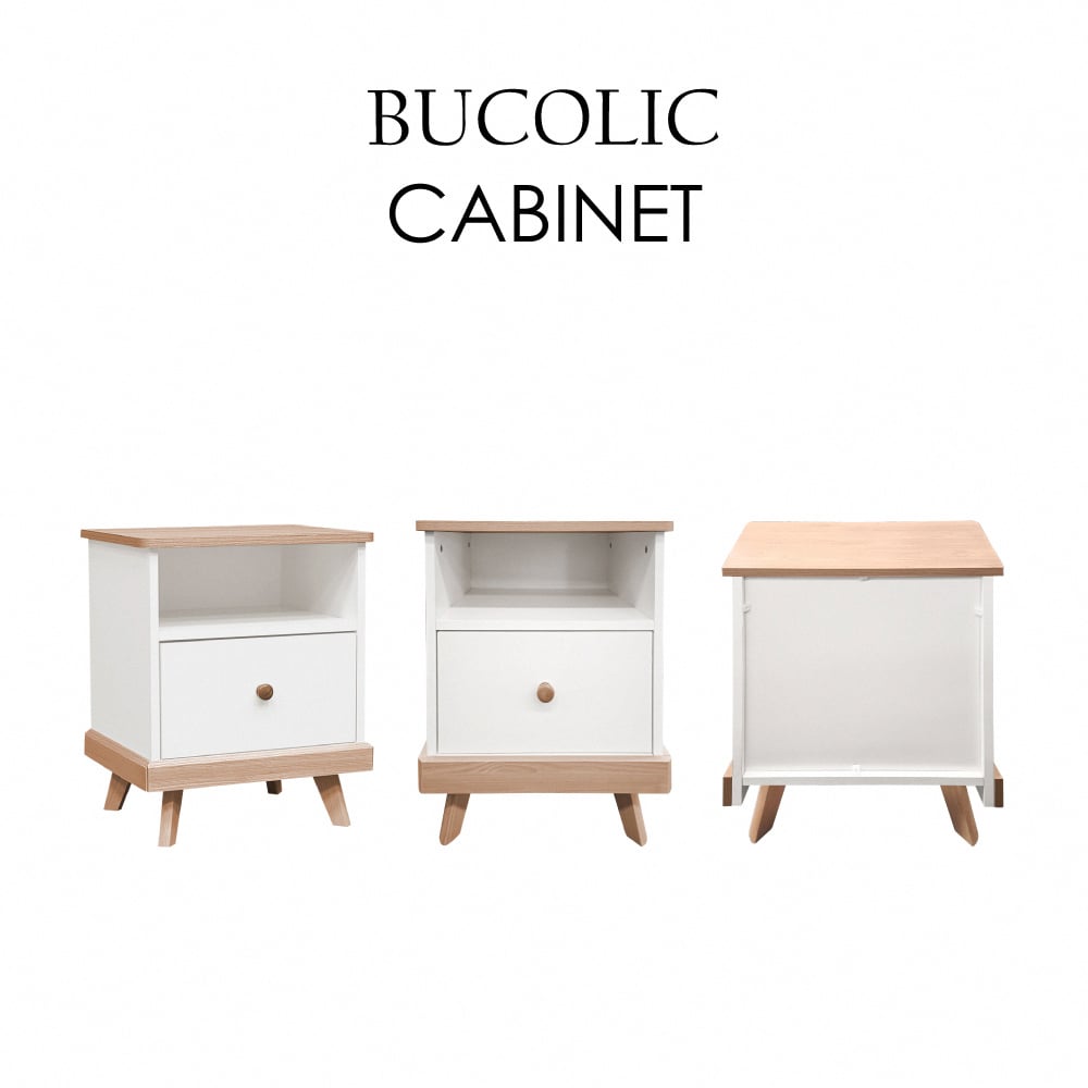 Bucolic田園系上開下抽收納實木腳邊櫃-原木色