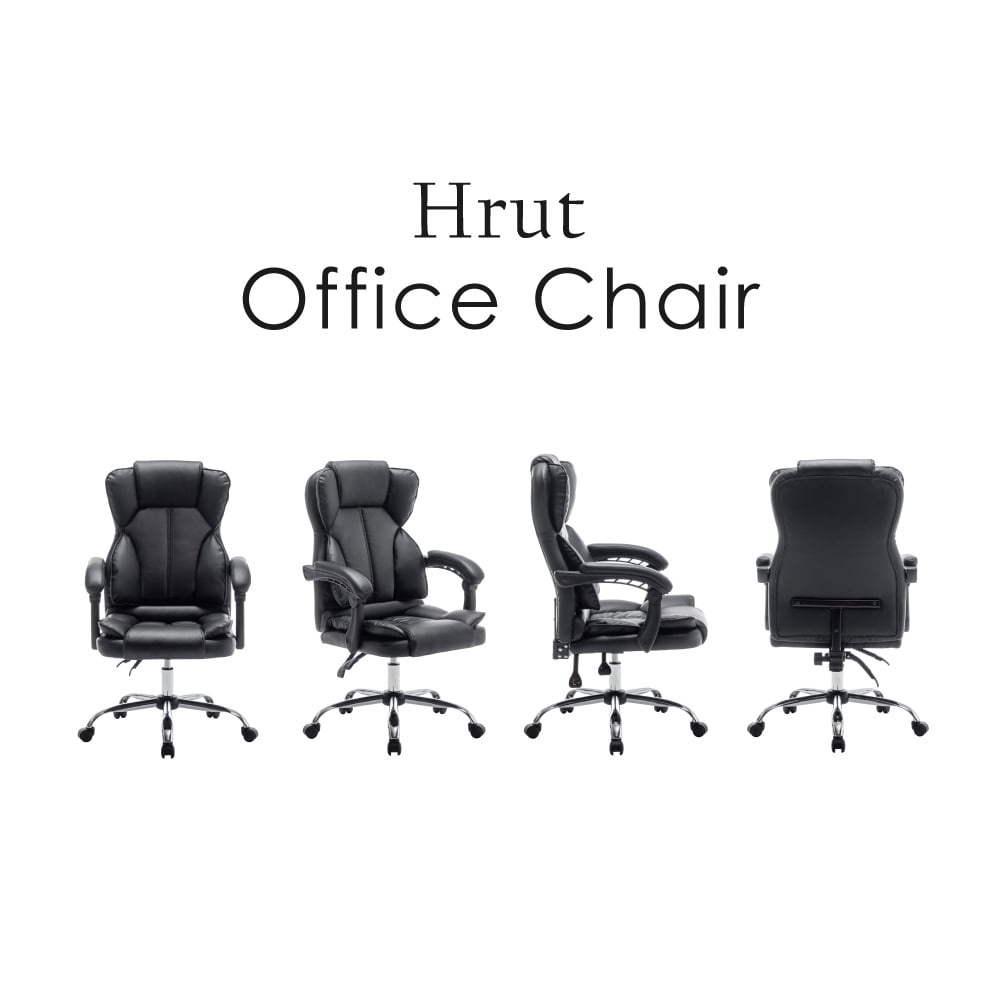 Hrut赫魯特尊爵PU高背扶手電腦椅-黑色