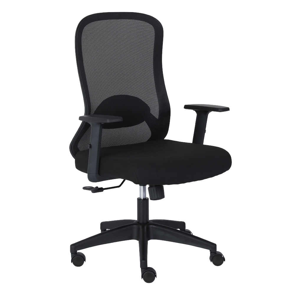 微風網布高背扶手電腦椅-黑色