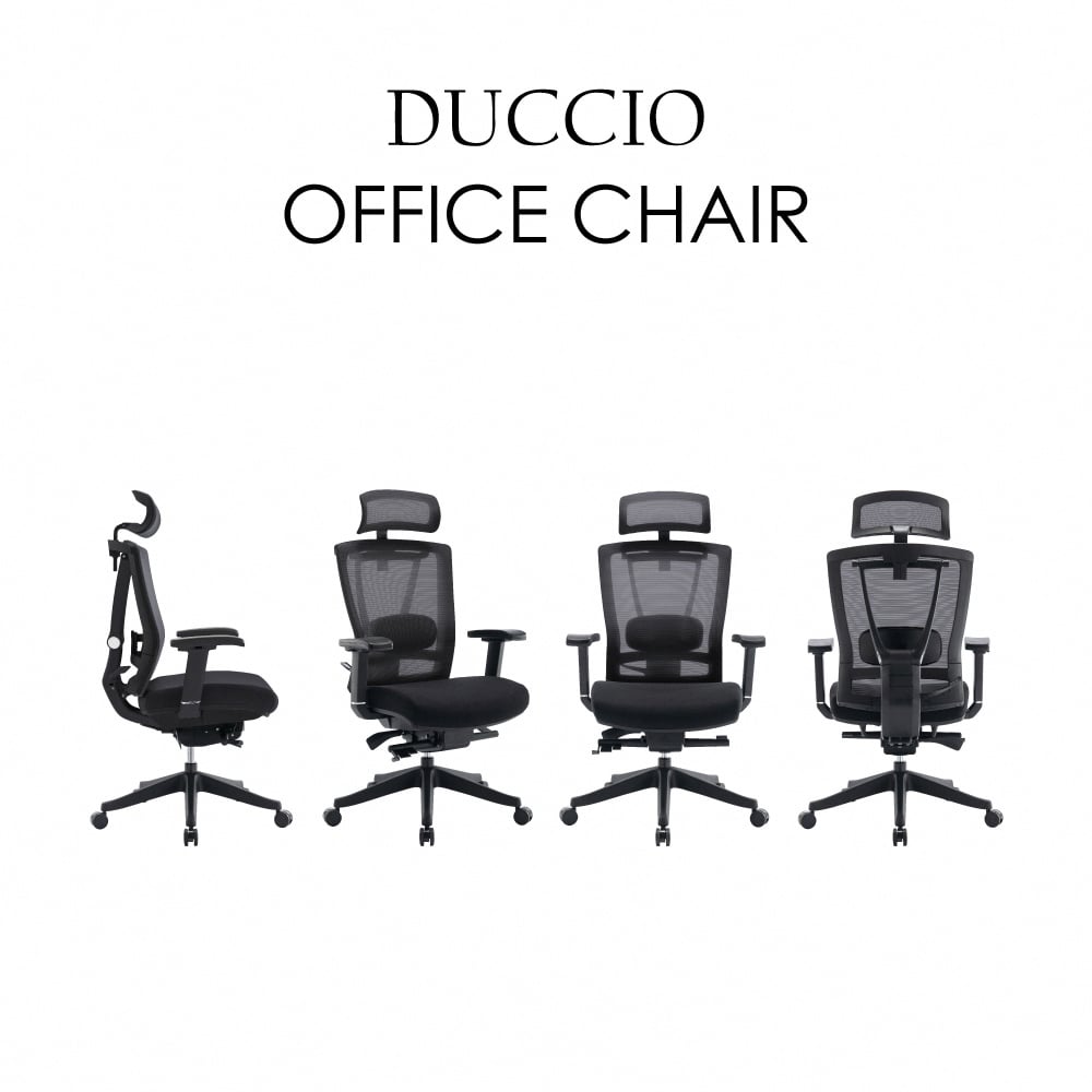 Duccio杜喬意式高階底盤半網人體工學電腦椅-黑色