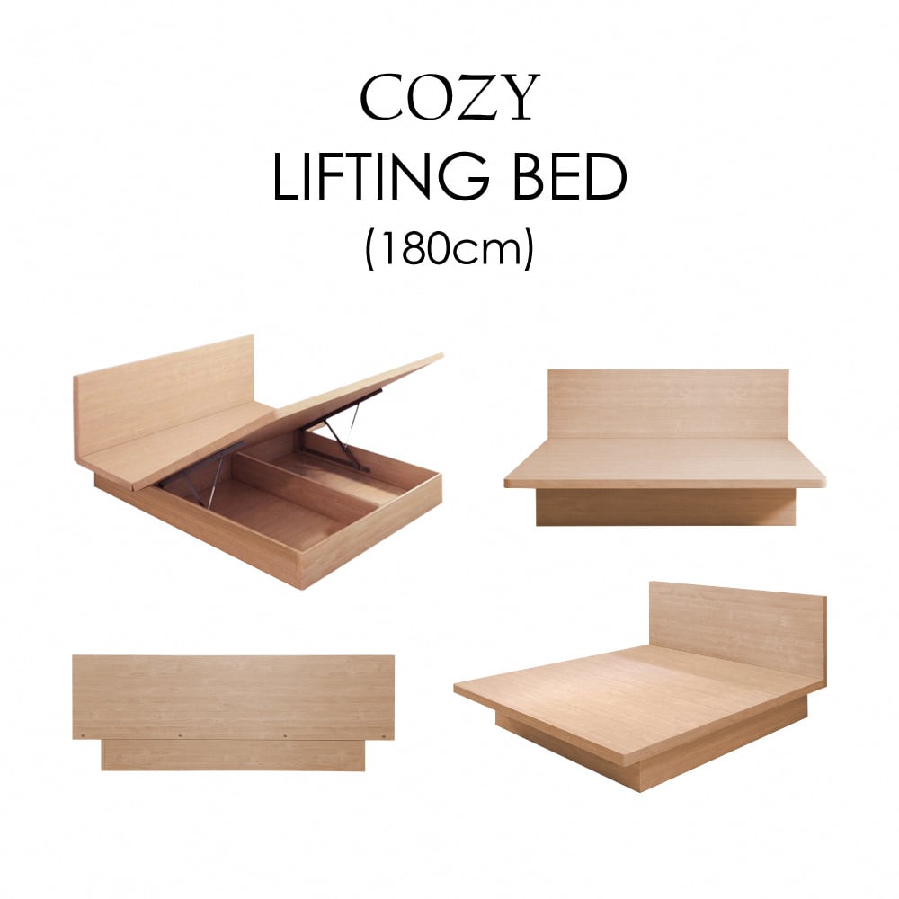 Cozy舒活系多功能收納掀床架-雙人6尺-原木色
