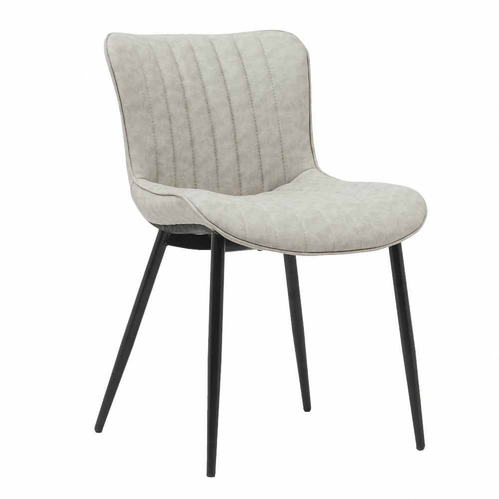 Delton道爾頓直紋PU面黑腳休閒餐椅-兩色可選