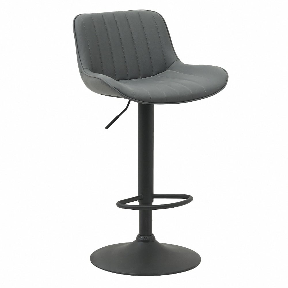 Elton艾爾頓直紋PU面黑腳可調式吧檯椅-三色可選