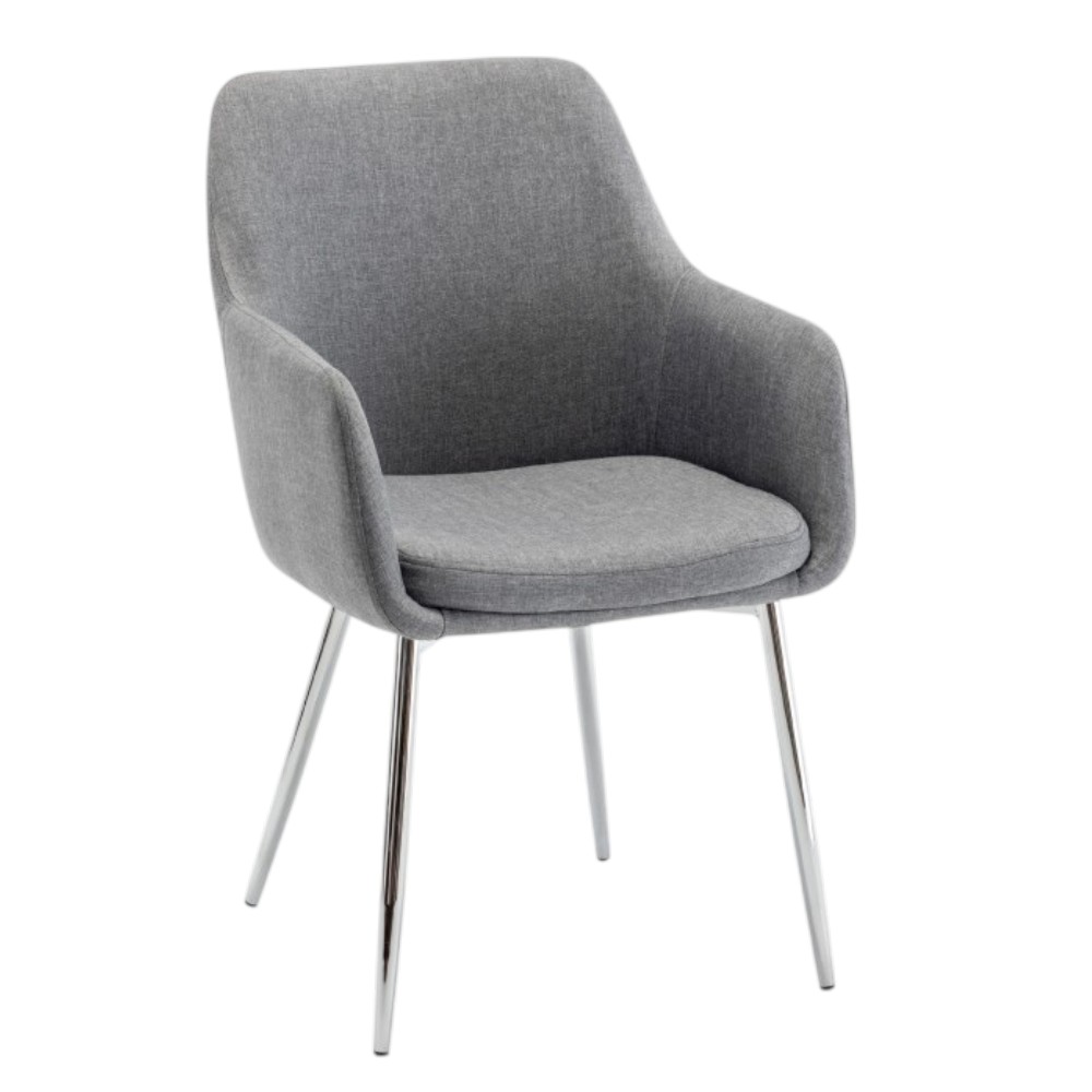 Alono雅洛諾簡約布面扶手電鍍腳休閒餐椅-灰色