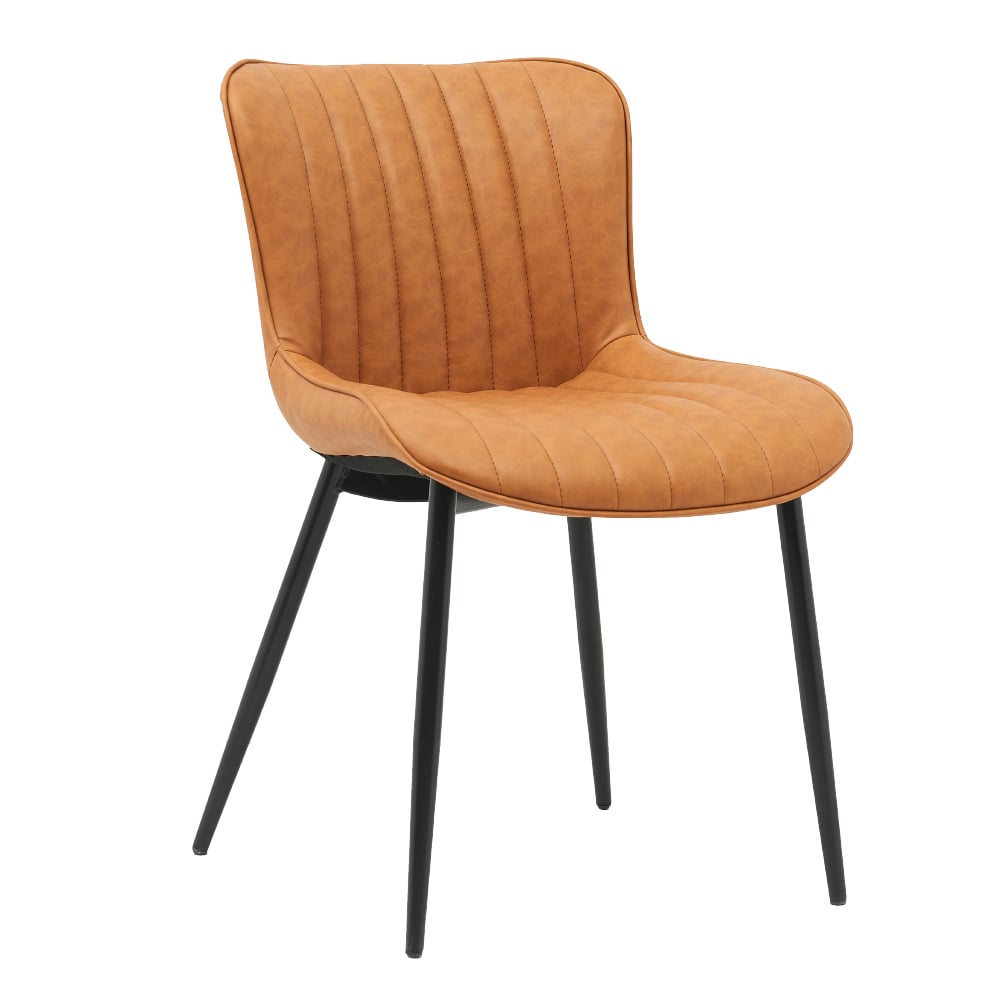 Delton道爾頓直紋PU面黑腳休閒餐椅-兩色可選