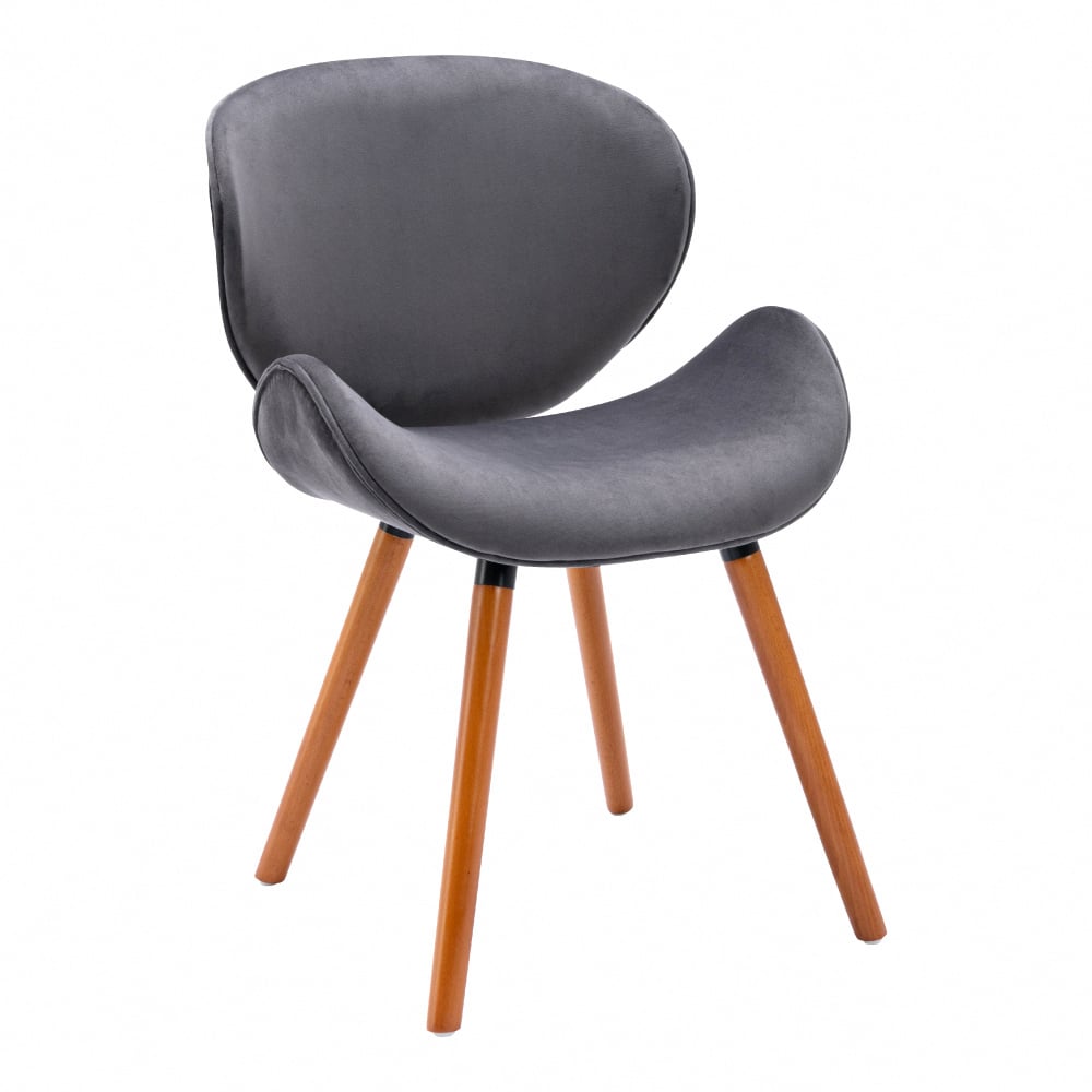 Vigo維格流線絨布實木腳休閒餐椅-五色可選