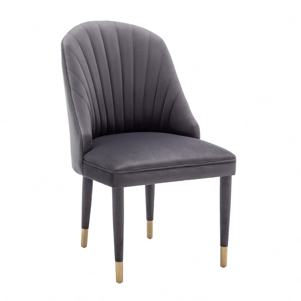 Olivia奧利維亞高級絨布包金腳休閒餐椅-兩色可選