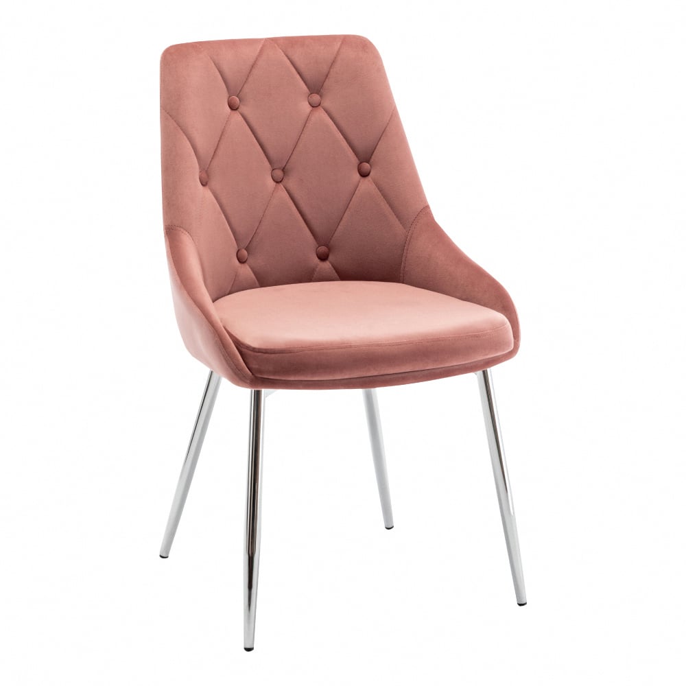 Rabia瑞比婭拉扣菱紋絨布電鍍腳休閒餐椅-四色可選