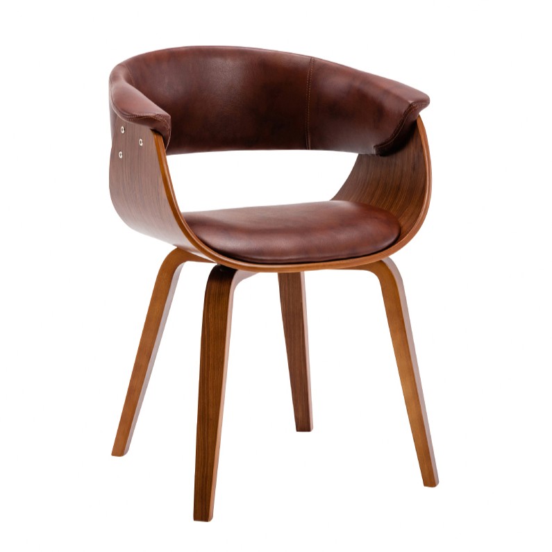 Vanilla維妮拉PU面扶手曲木休閒餐椅-三色可選