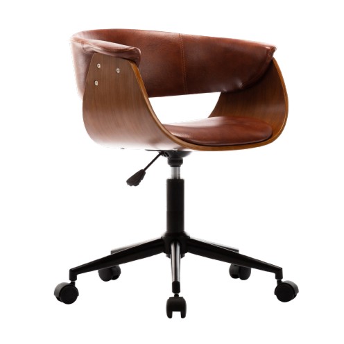 Idan伊丹PU扶手曲木升降電腦椅-棕色