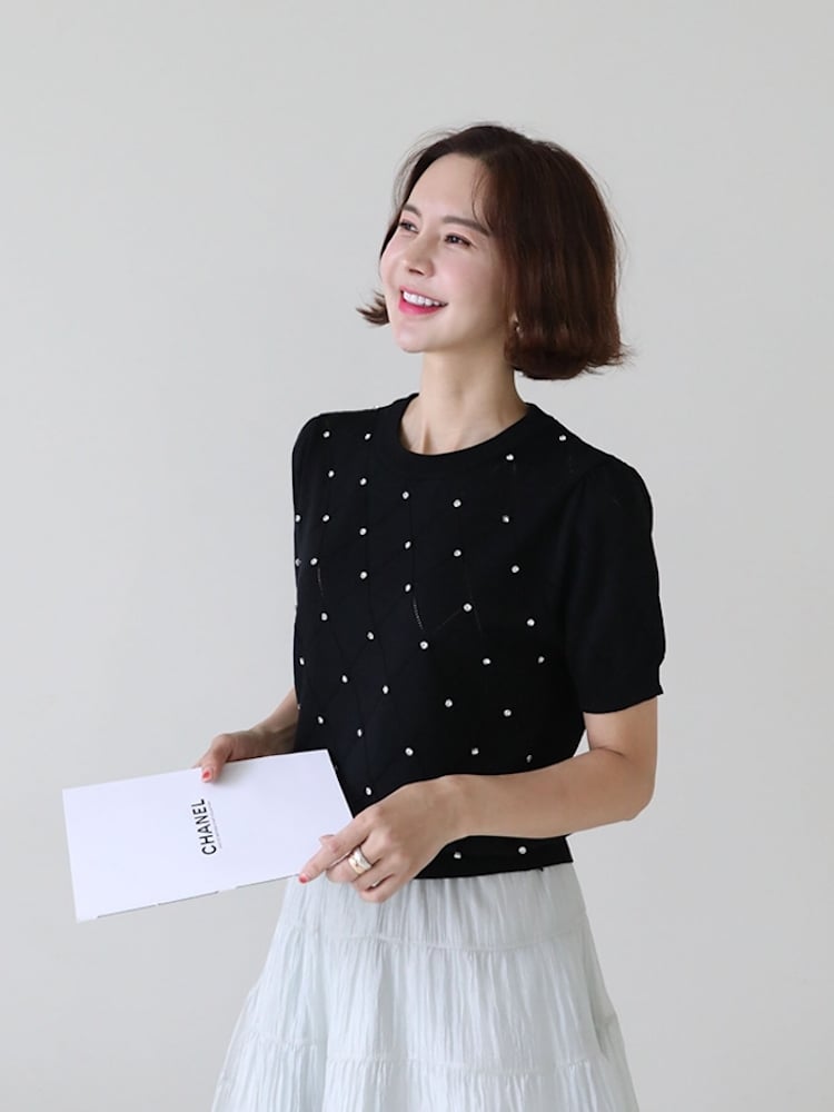 韓國星星菱格針織衫