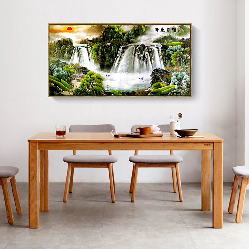 旭日東昇 風水 財位 中式水墨畫  特殊長型畫框  2款