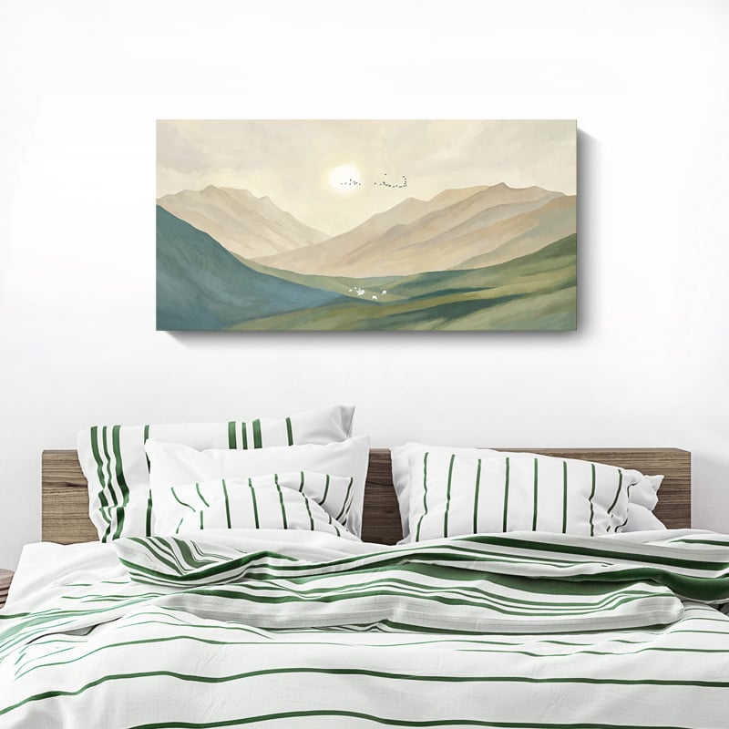 風景畫 山海 山脈 冰山 湖  特殊長型畫框  四款