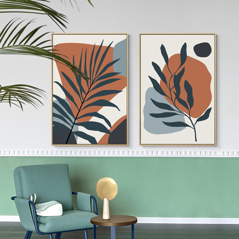現代簡約北歐 抽象葉子 莫蘭迪色掛畫 8款
