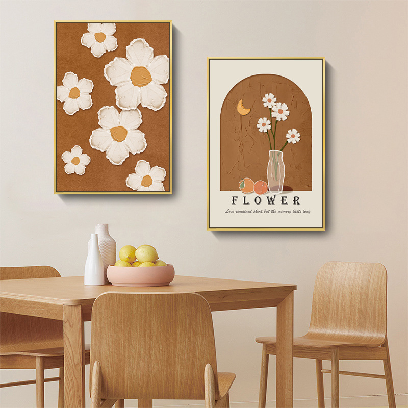 簡約ins奶油風花卉肌理抽象 兩款｜橘色系