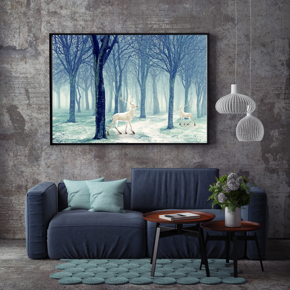 冷色系 麋鹿森林 橫式