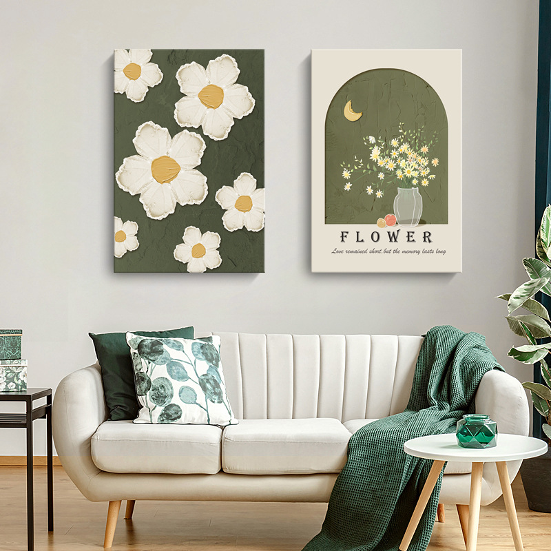簡約ins奶油風花卉肌理抽象 兩款｜綠色系