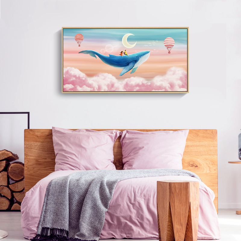 橫式｜療癒系手繪風格雲端鯨魚