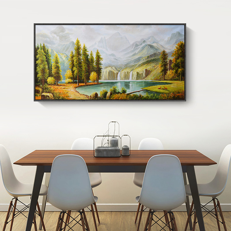 風水 財位 西洋水墨畫  特殊長型畫框  4款