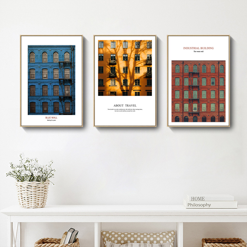 北歐風格彩色牆壁建築窗戶 四款