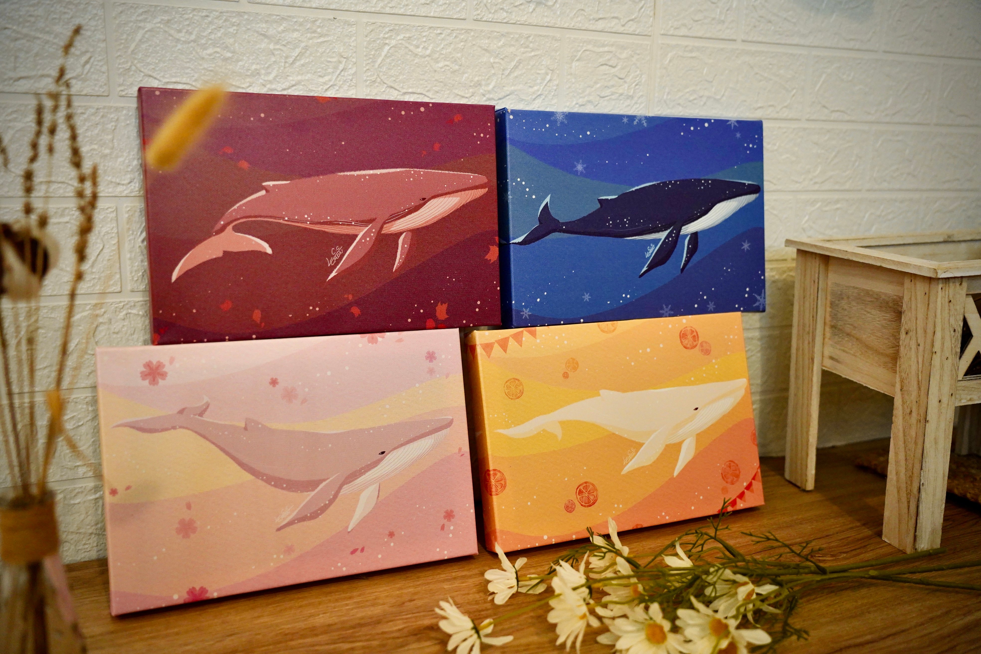 漫德原創-四季海洋生物/粉春 黃夏 咖秋 藍冬 台灣在地繪師作品 4款