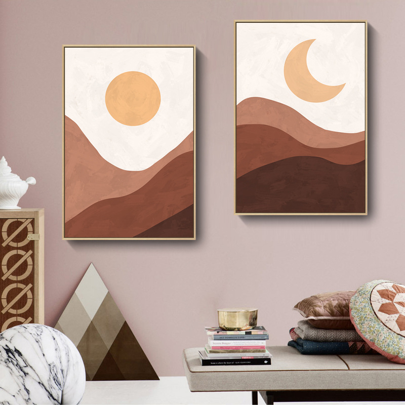 北歐莫蘭迪幾何抽象日月同輝 2款