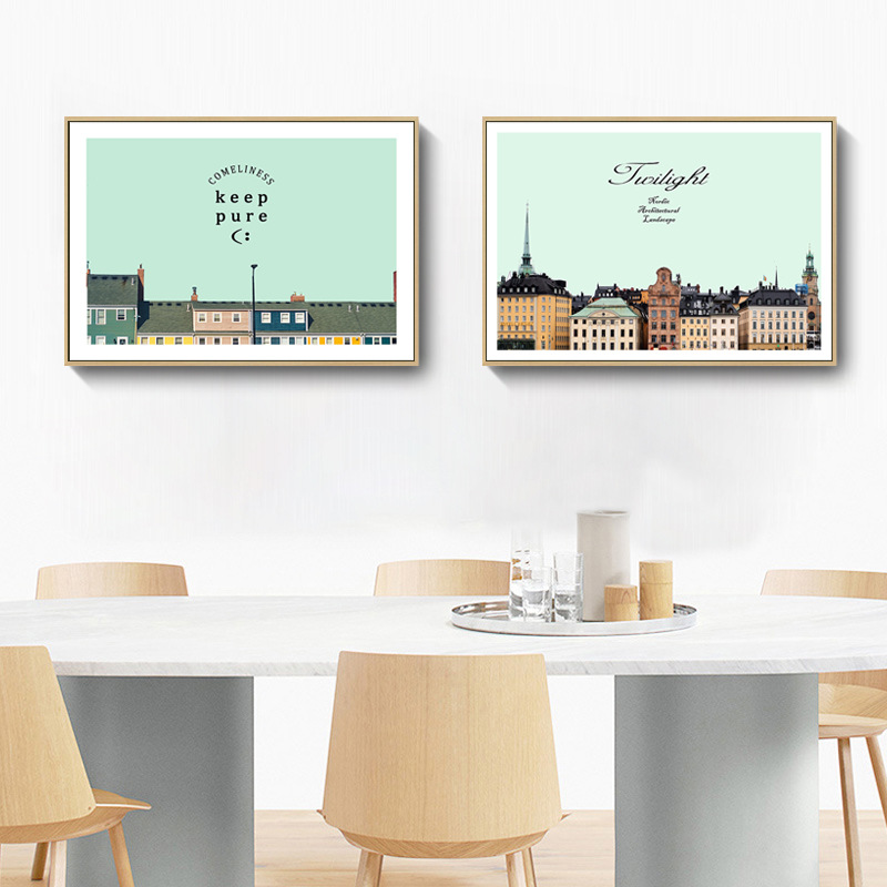 橫式 歐式繽紛建築 文藝風格 ３款