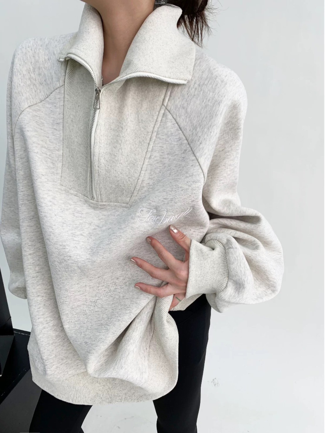 半拉鍊加厚連帽衛衣