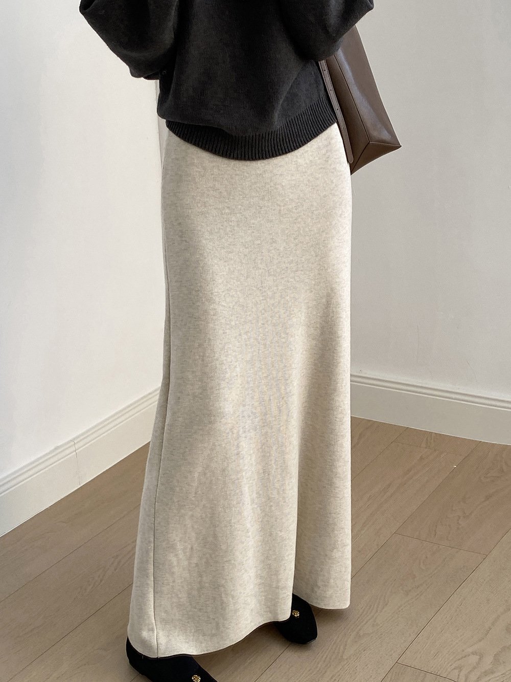 高腰軟糯針織半身包臀裙