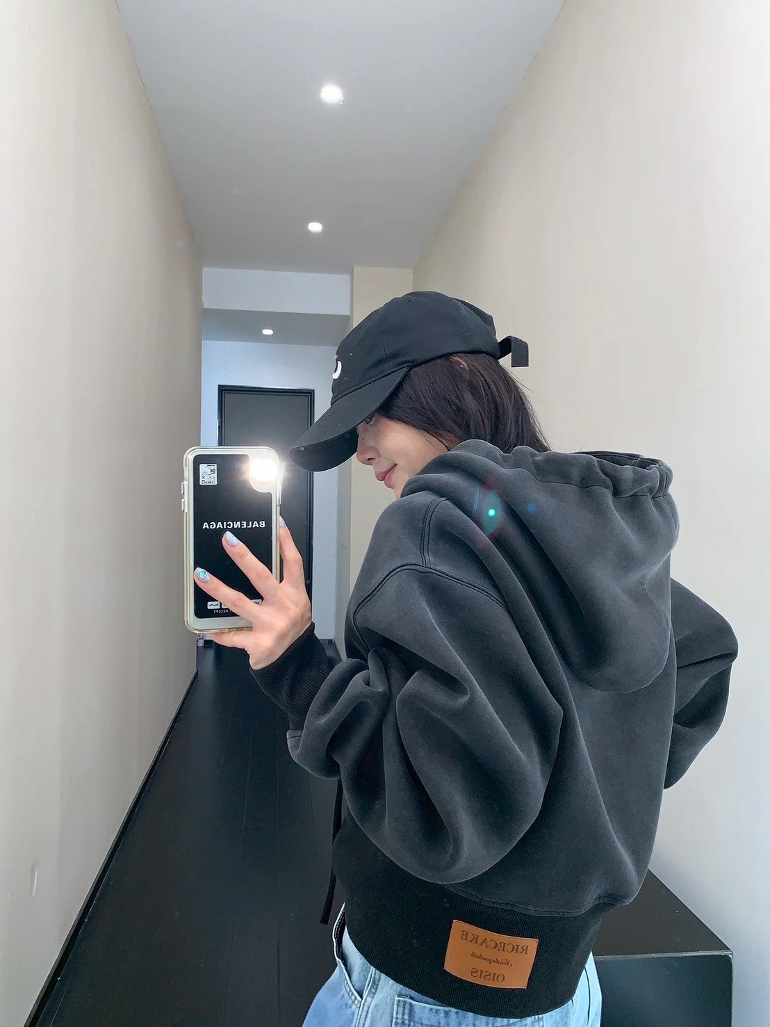 美式水洗做舊短連帽衛衣