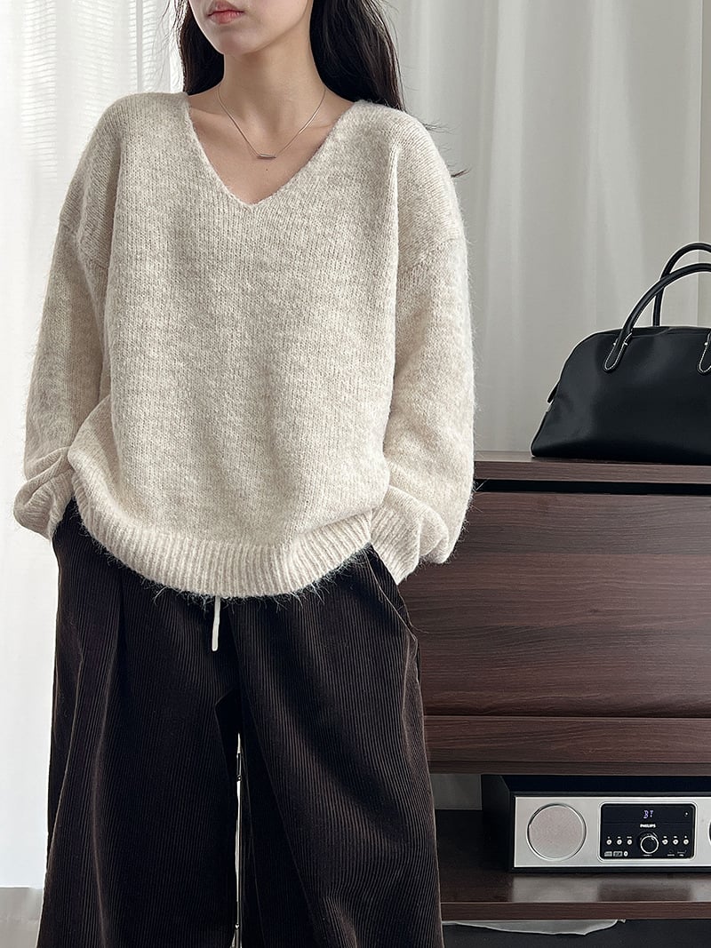 慵懶披肩兩件套長袖針織上衣